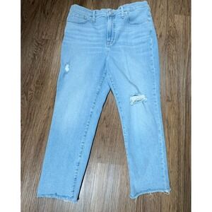 Madewell Jeans 31p The Perfect Vintage Crop Frayed High Rise Light Wash Denim